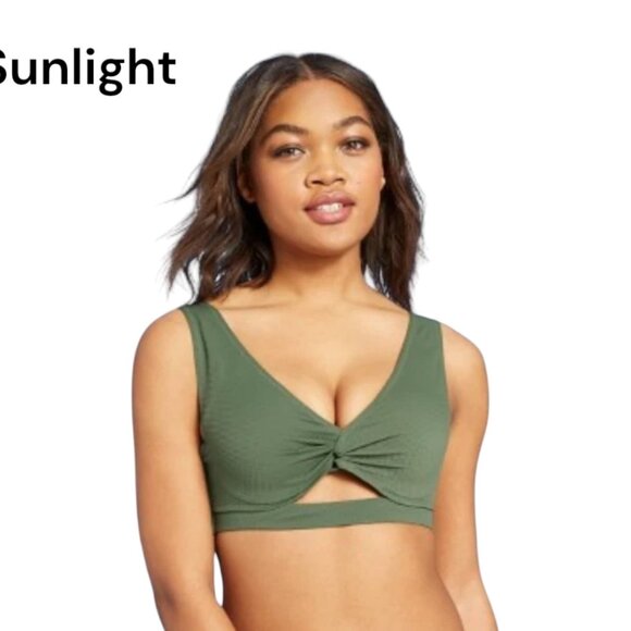 Shade & Shore Womens Green Bikini Top Push-Up Swimwear Size 34DD Back Strappy - Picture 2 of 14